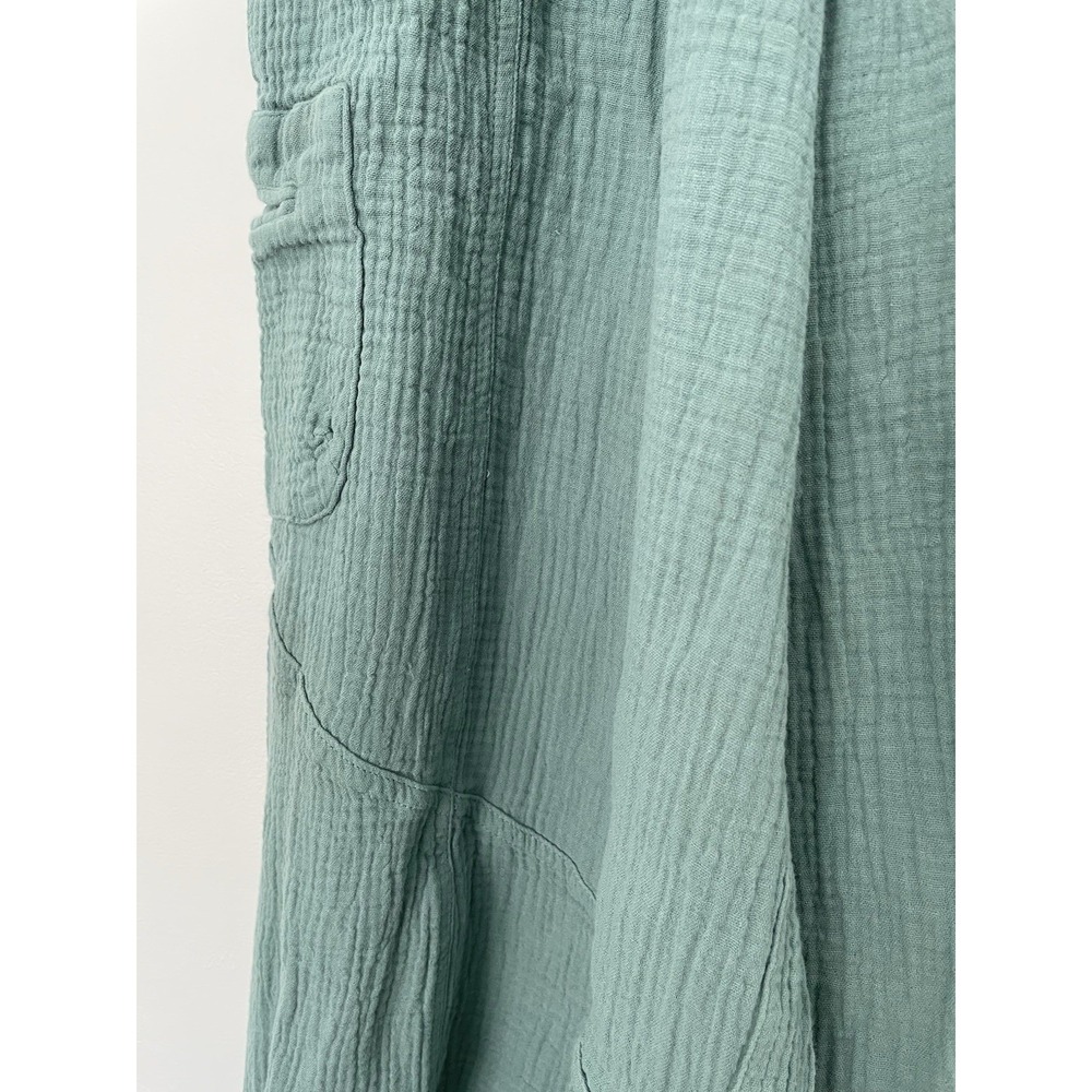 Entro Pants Sage Green L Cotton Gauze Balloon Cargo Boho Lagenlook Elastic Waist - Picture 11 of 11